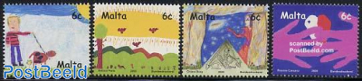 Future on stamp, children drawings 4v